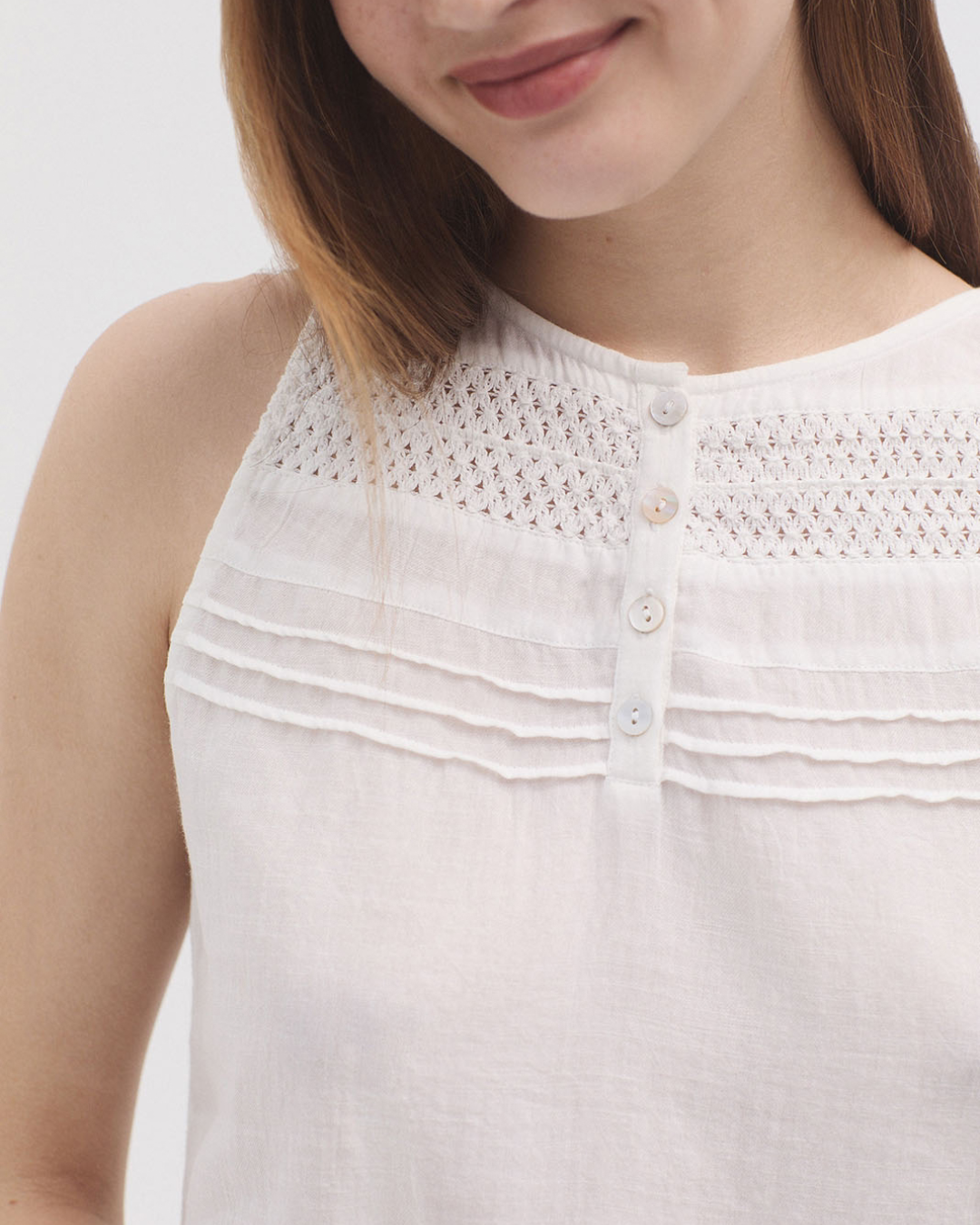 Nice Things - Combined Tank T-Shirt With Lace - Bianco