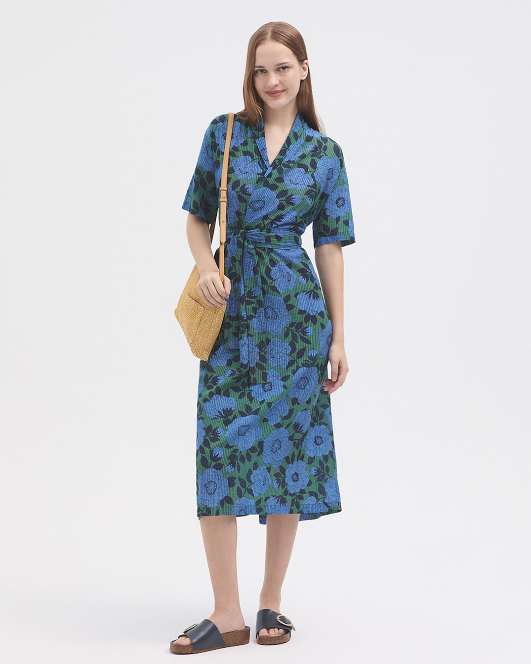 Nice Things - Camelia Print Waffle Wrap Dress - Multi