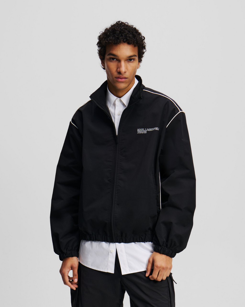 Karl Lagerfeld Jeans - KLJ Zip Up Piping Jacket - Black