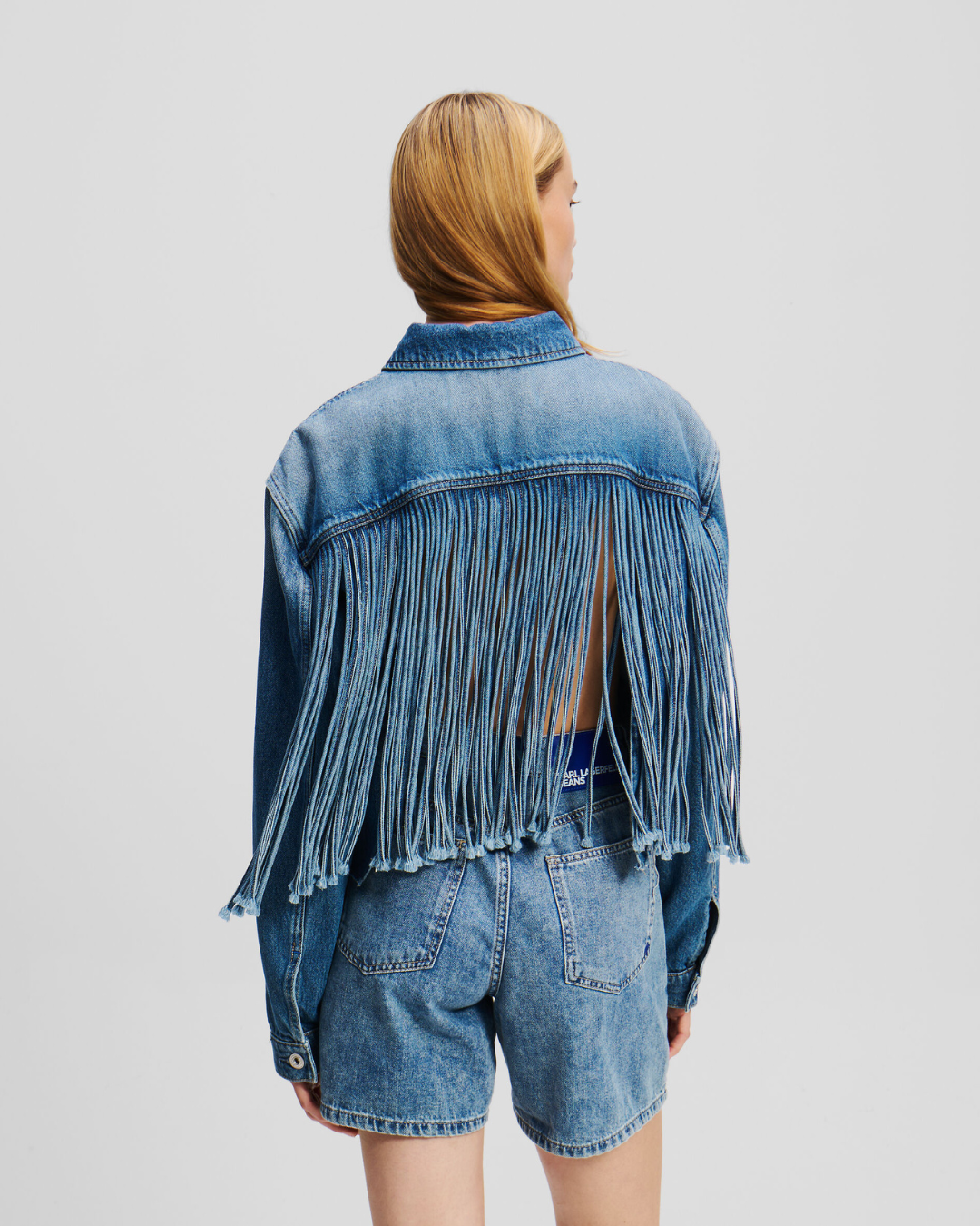 Karl Lagerfeld Jeans - KLJ Relaxed Fringed Denim Jacket - Blu