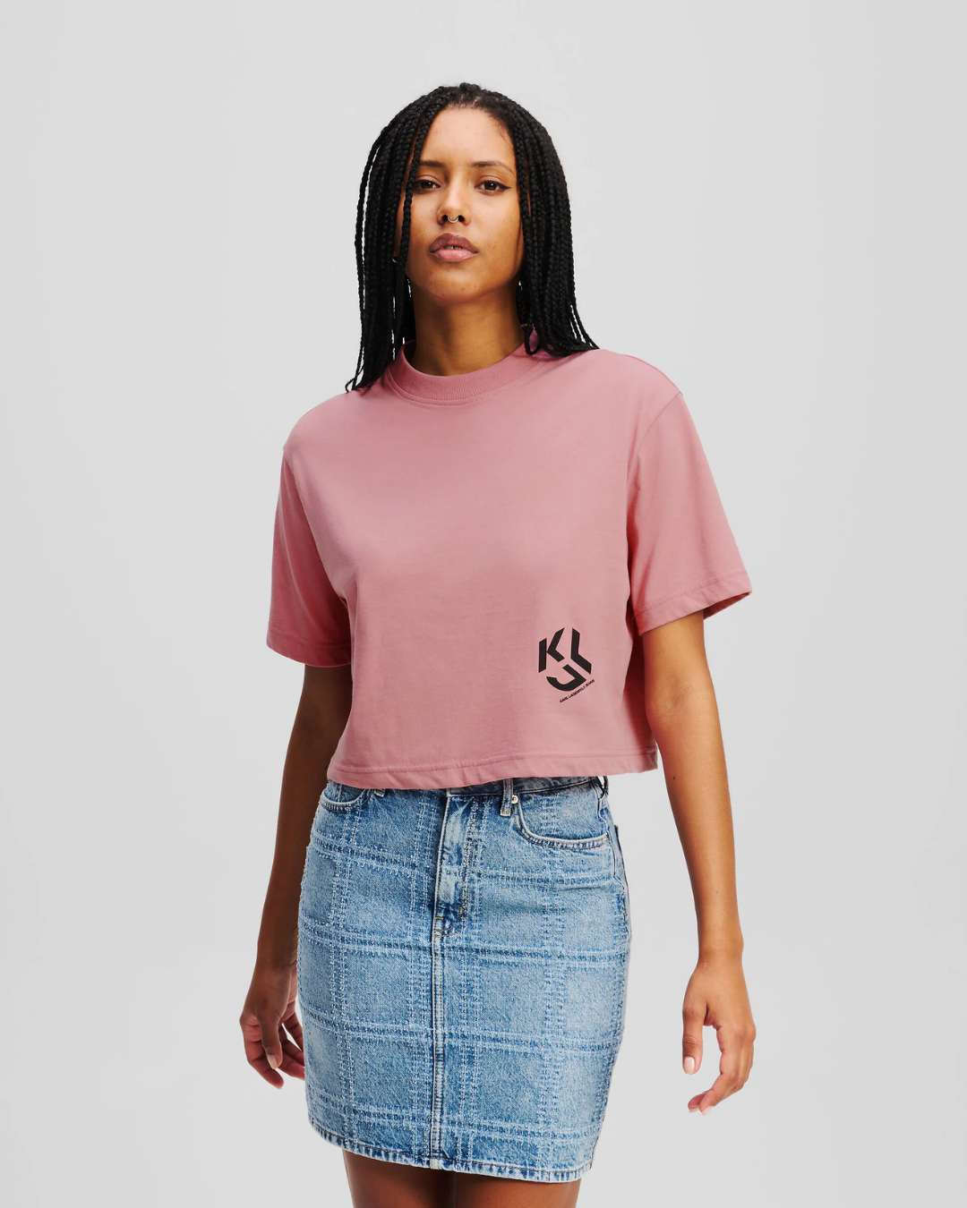 Karl Lagerfeld Jeans - KLJ Reg Cropped Monogram Tee - Rosa
