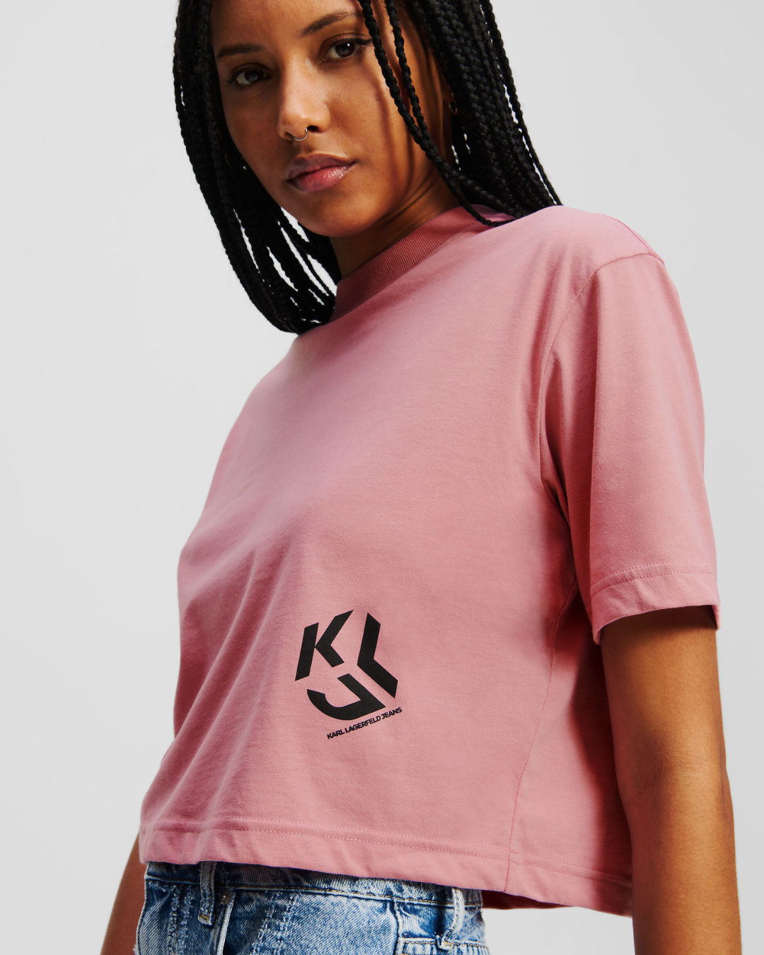 Karl Lagerfeld Jeans - KLJ Reg Cropped Monogram Tee - Rosa