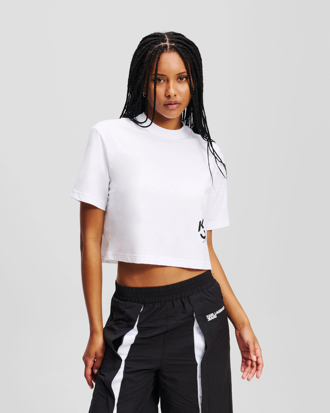 Karl Lagerfeld Jeans - KLJ Reg Cropped Monogram Tee - Bianco