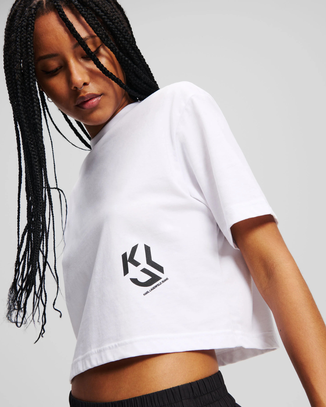 Karl Lagerfeld Jeans - KLJ Reg Cropped Monogram Tee - Bianco
