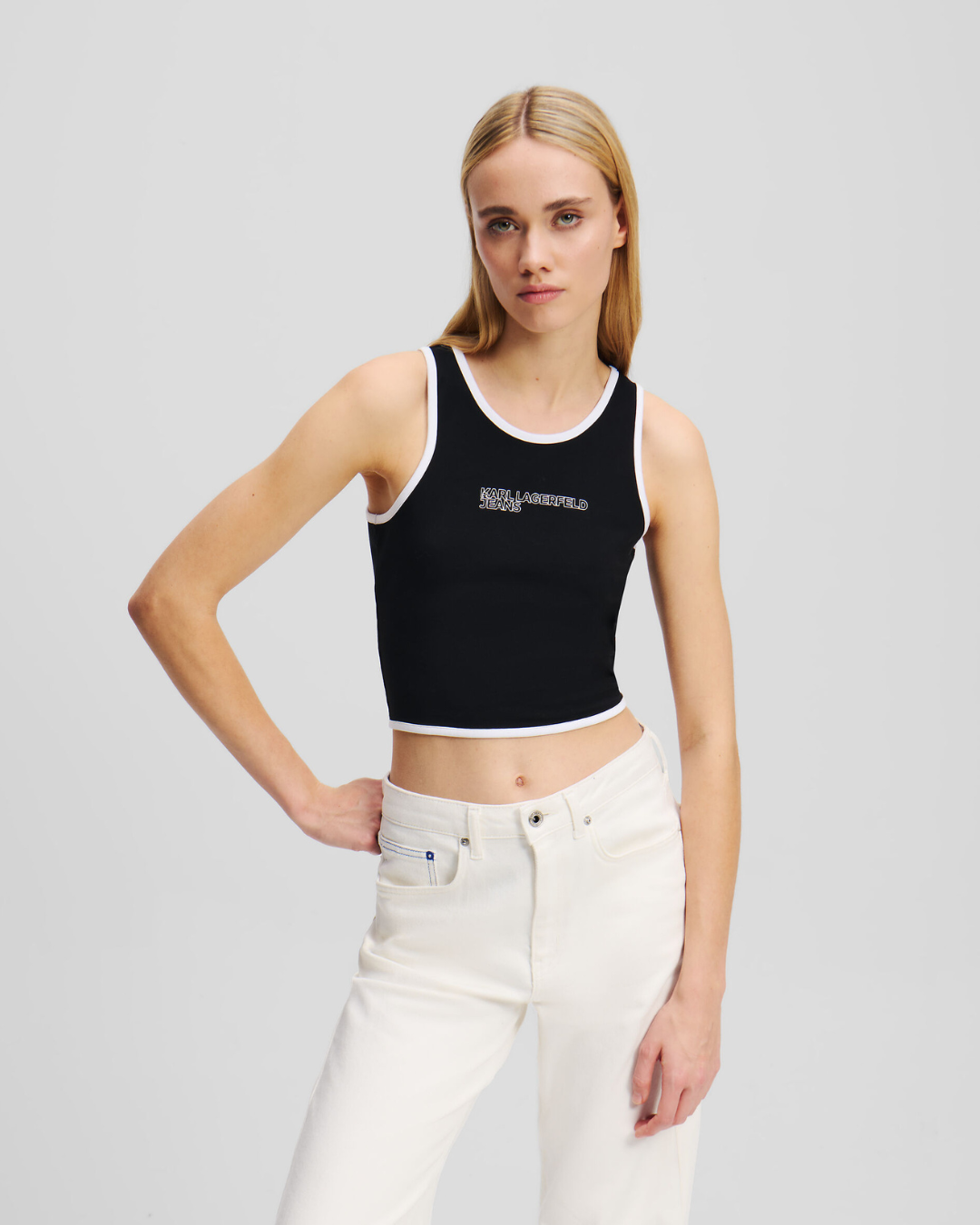 Karl Lagerfeld Jeans - KLJ Outline Logo Top - Nero