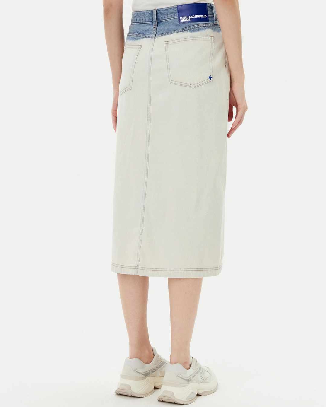 Karl Lagerfeld Jeans - KLJ Ombre Denim Midi Skirt - Blue and White