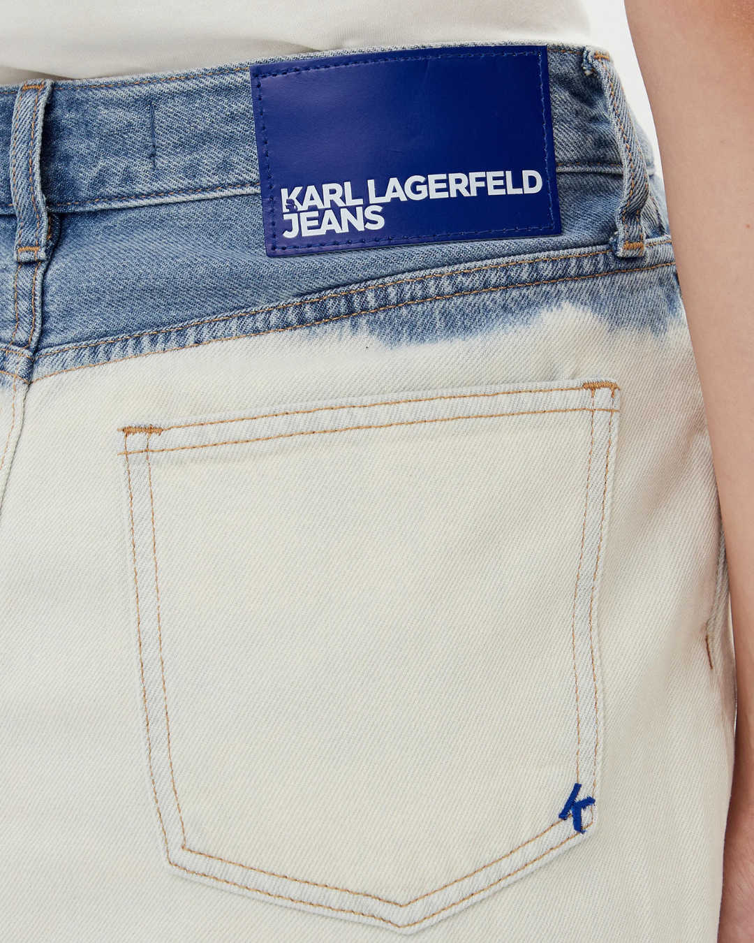 Karl Lagerfeld Jeans - KLJ Ombre Denim Midi Skirt - Blue and White