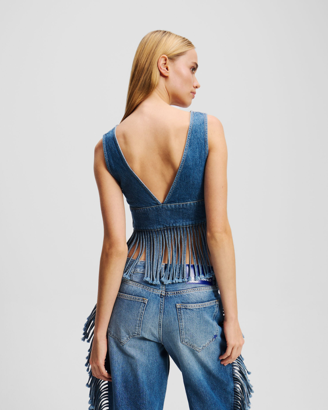 Karl Lagerfeld Jeans - KLJ Fringed Denim Top - Blu