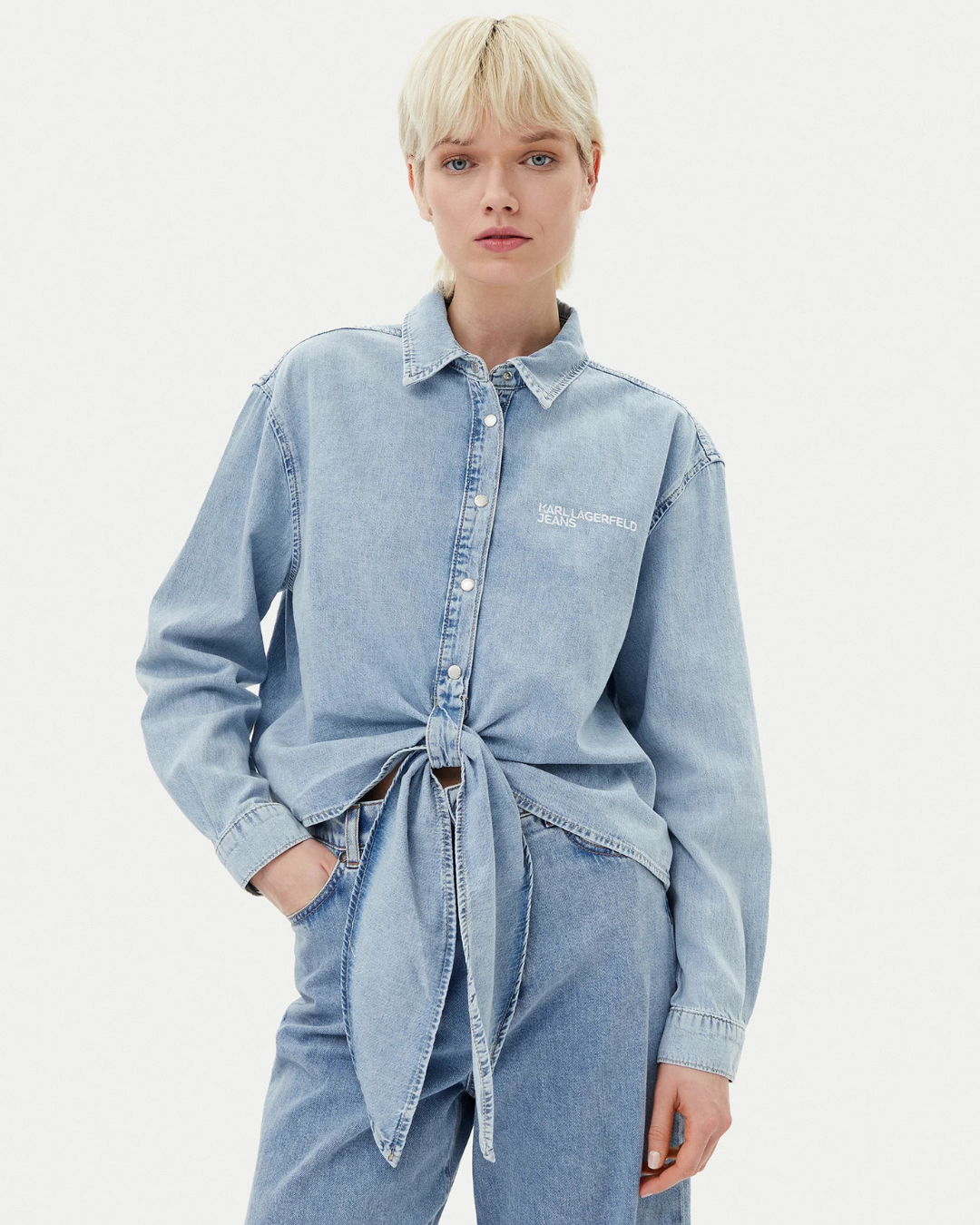 Karl Lagerfeld Jeans - KLJ Denim Wrap Shirt - Blue
