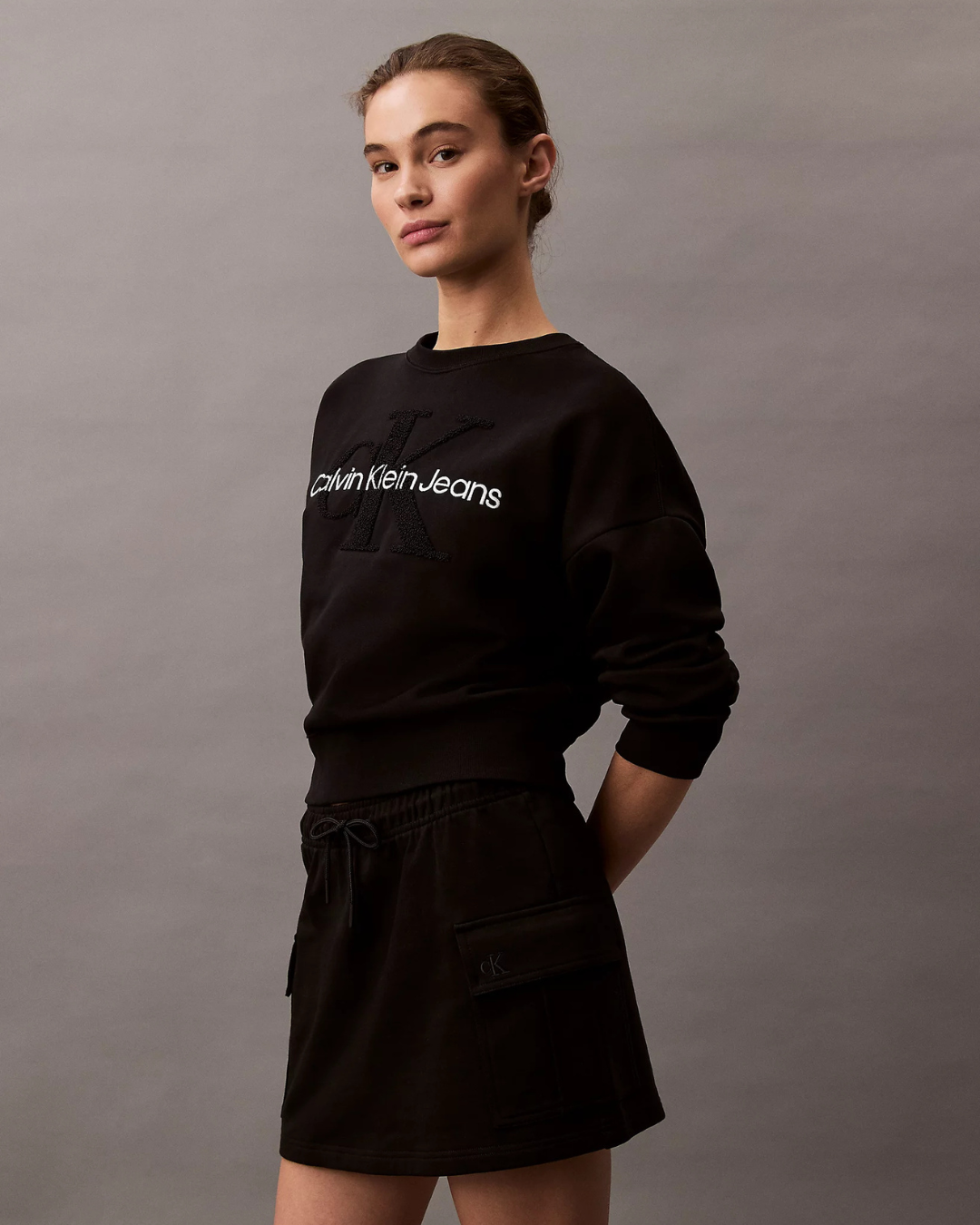 Calvin Klein Jeans - Archive Logo F/Terry Cargo Skirt - Black