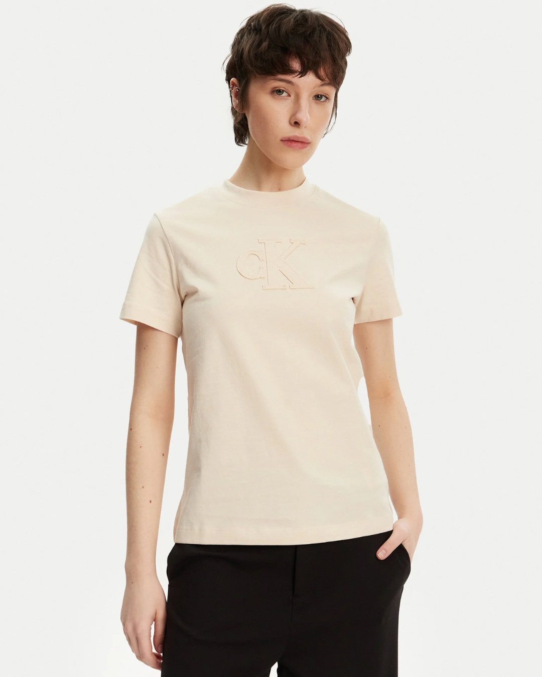 Calvin Klein Jeans - CK Applique Regular Tee - Beige