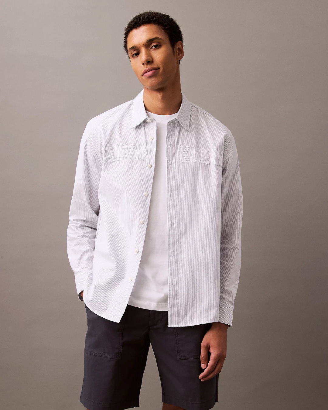 Calvin Klein Jeans - LS Oxford Logo Shirt - Bianco