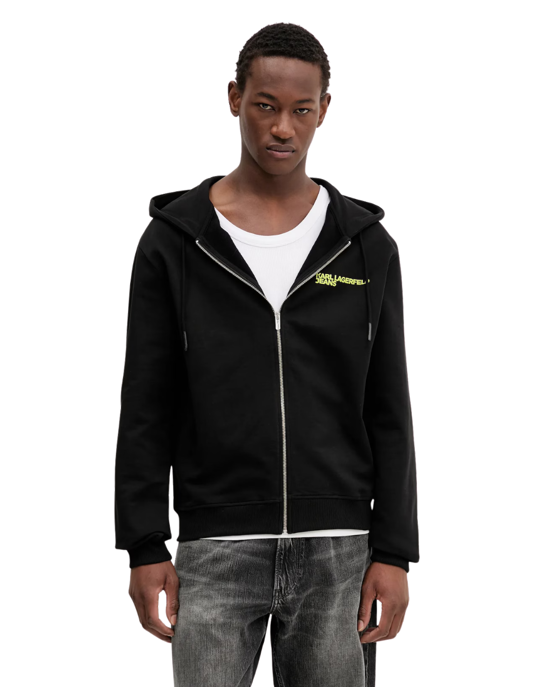 Karl Lagerfeld Jeans - Klj Reg Zip-up Fisheye Hoodie - Nero