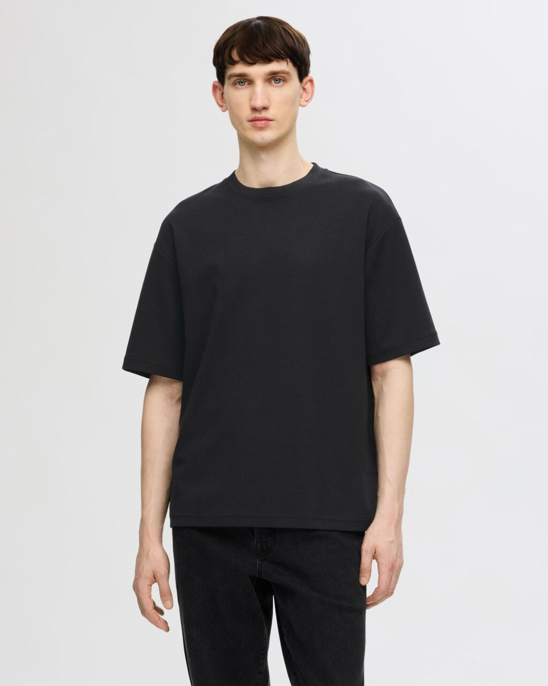 Selected Homme - Slhloose Oscar SS O-neck Tee Noos - Nero