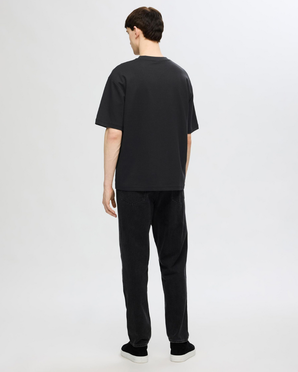 Selected Homme - Slhloose Oscar SS O-neck Tee Noos - Nero