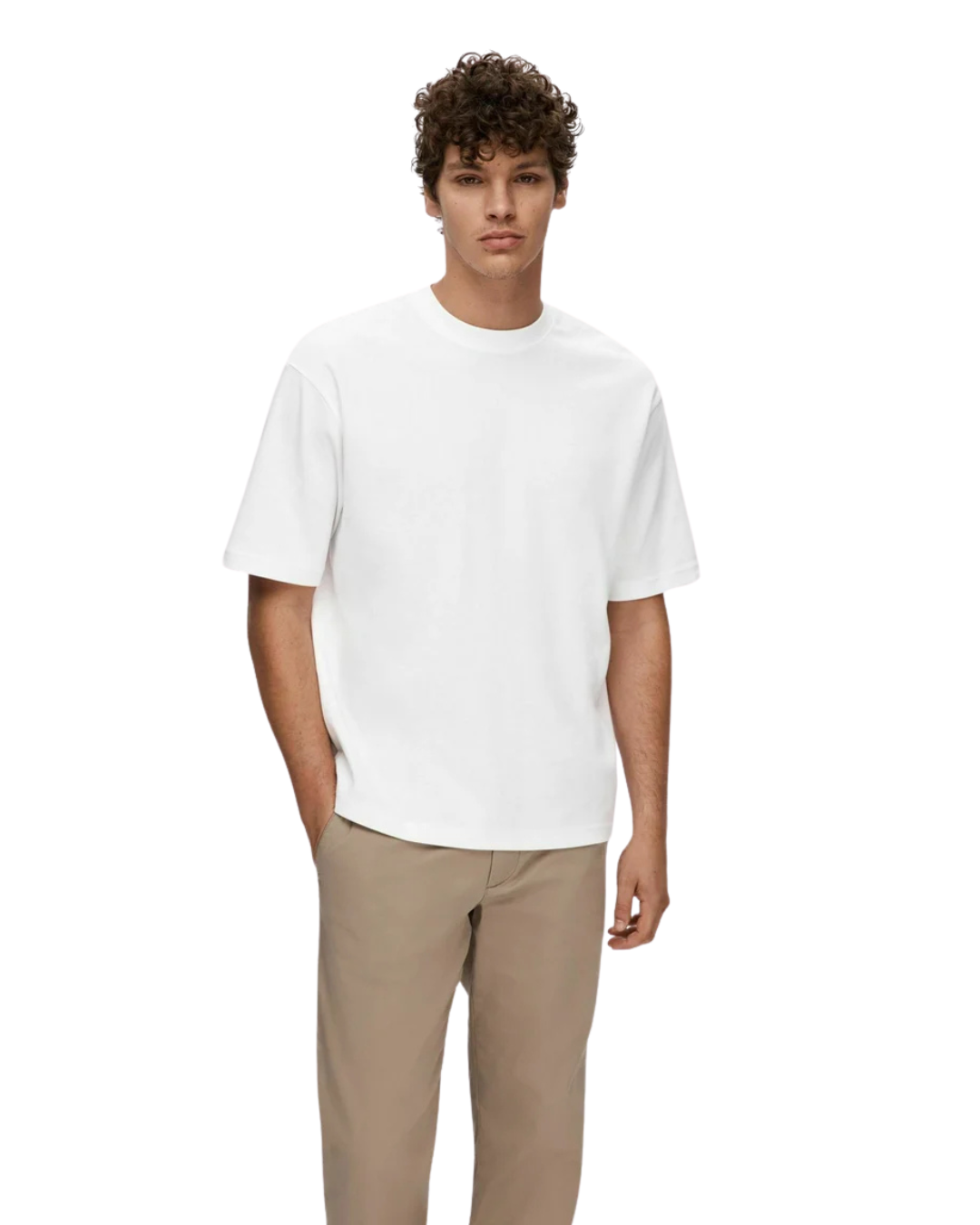 Selected Homme - Slhloose Oscar SS O-neck Tee Noos - Bianco