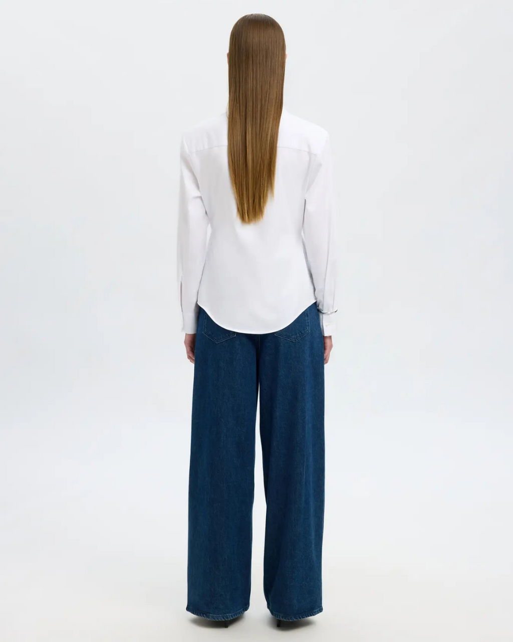 Selected Femme - Slfnicolina Slim LS Shirt B - Bianco