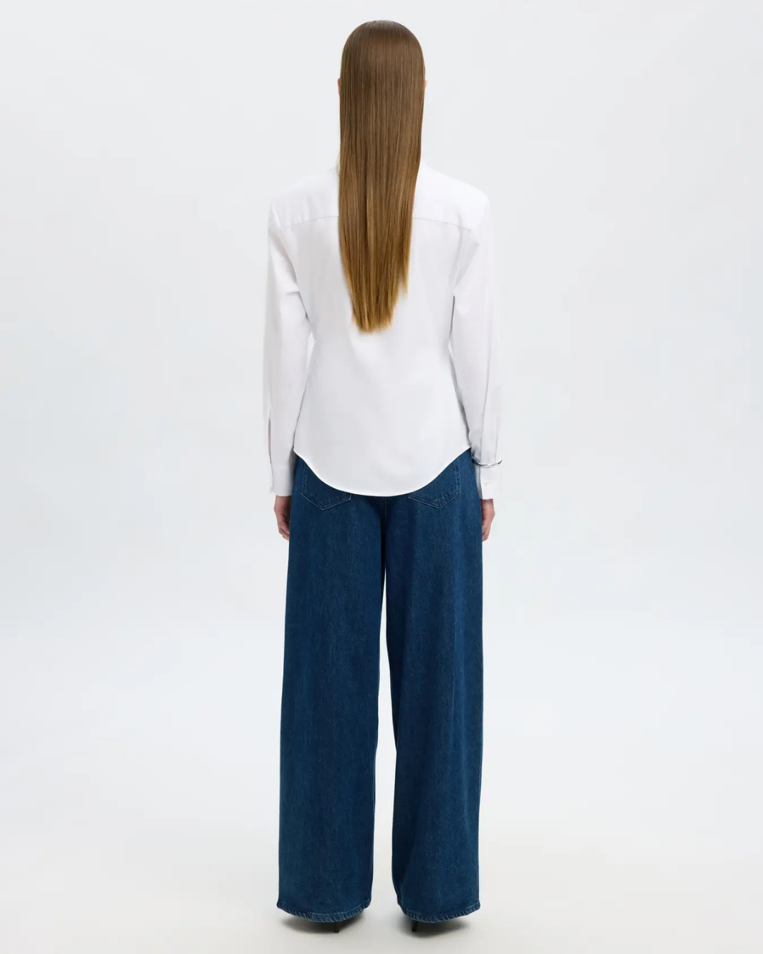 Selected Femme - Slfnicolina Slim LS Shirt B - Bianco