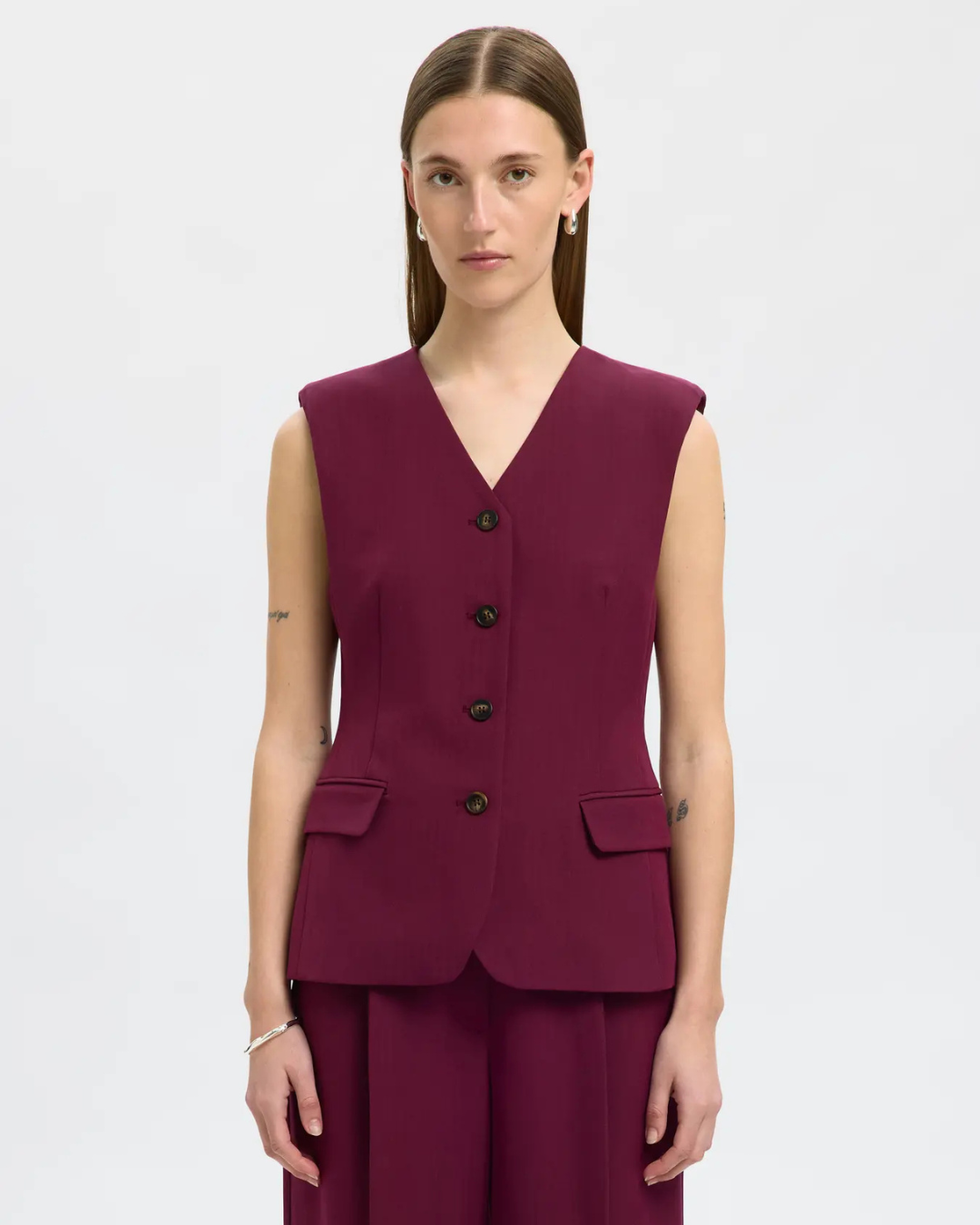Selected Femme - Slffedora Vest - Bordeaux