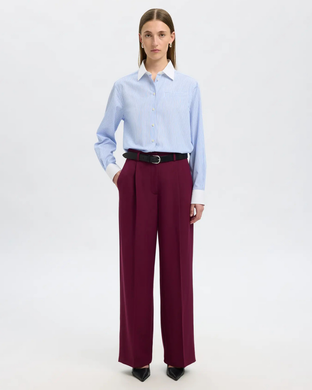 Selected Femme - Slffedora MW Wide Pant - Bordeaux