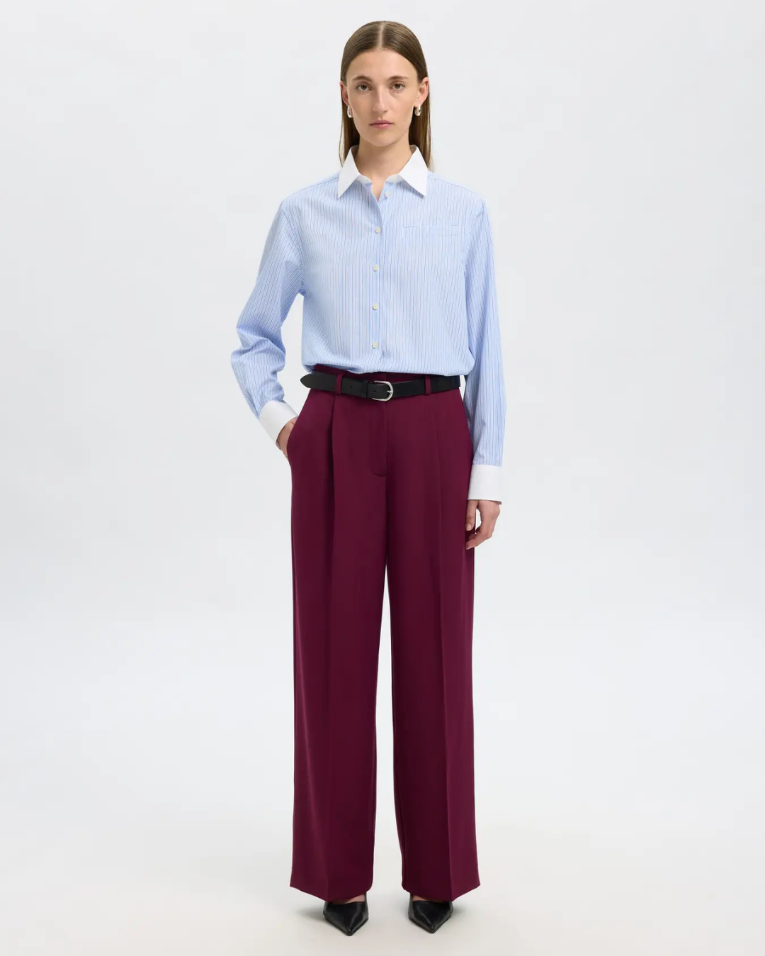 Selected Femme - Slffedora MW Wide Pant - Bordeaux