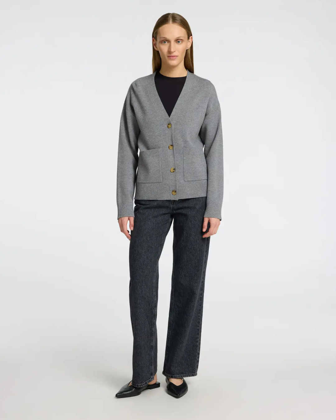 Selected Femme - Slfkamma LS Knit Button Cardigan Noos - Grigio