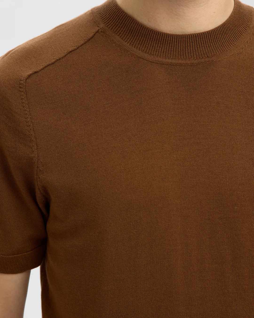 Selected Homme - Slhtray SS Knit Merino Crew Neck Noos - Marrone