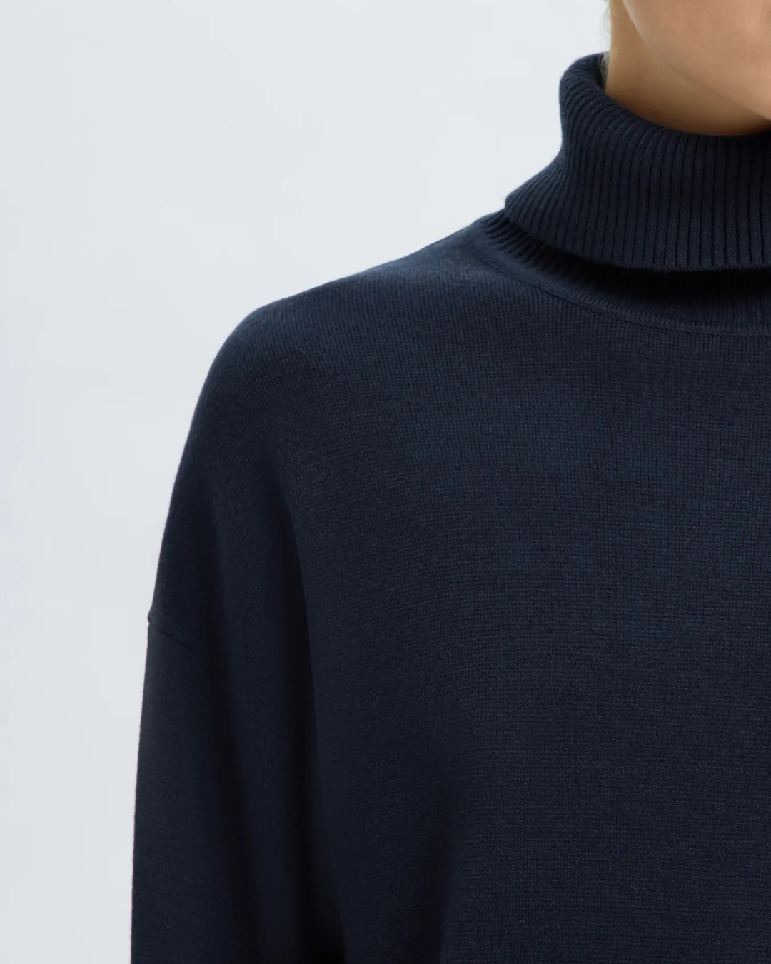 Selected Femme - Slfkamma LS Knit Roll Neck Noos - Blu