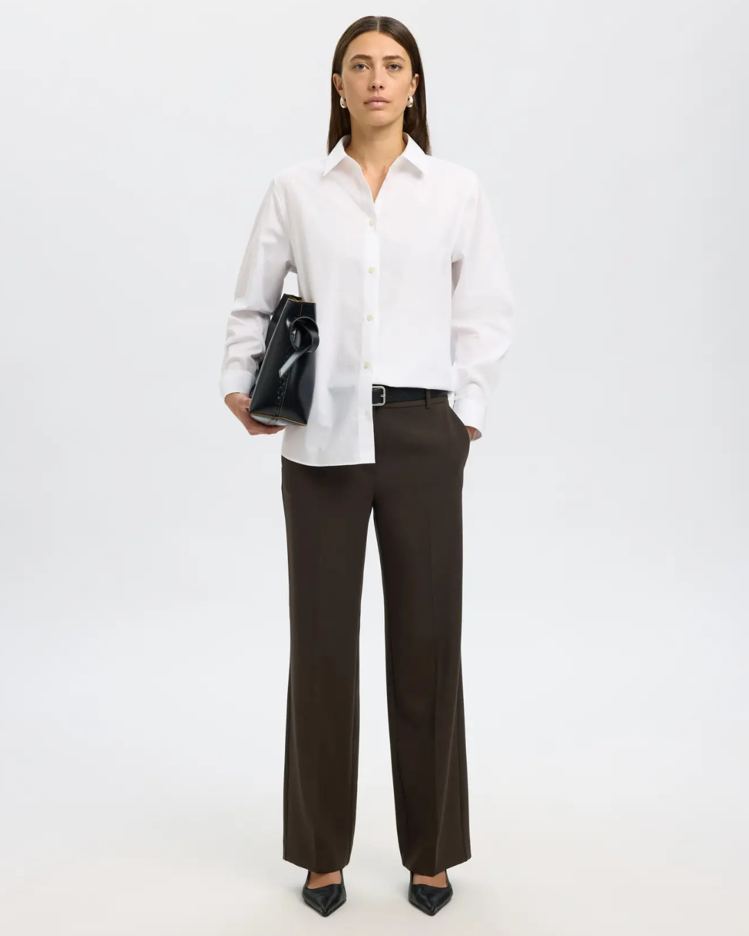 Selected Femme - Slfrita MW Wide Pant Mel Noos - Moro
