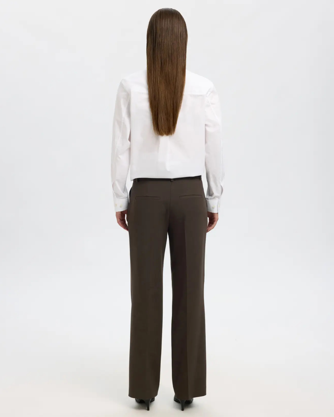 Selected Femme - Slfrita MW Wide Pant Mel Noos - Moro