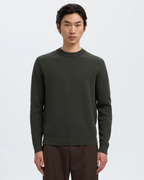 Selected Homme - Slhdane LS Knit Structure Crew Neck Noos - Verde