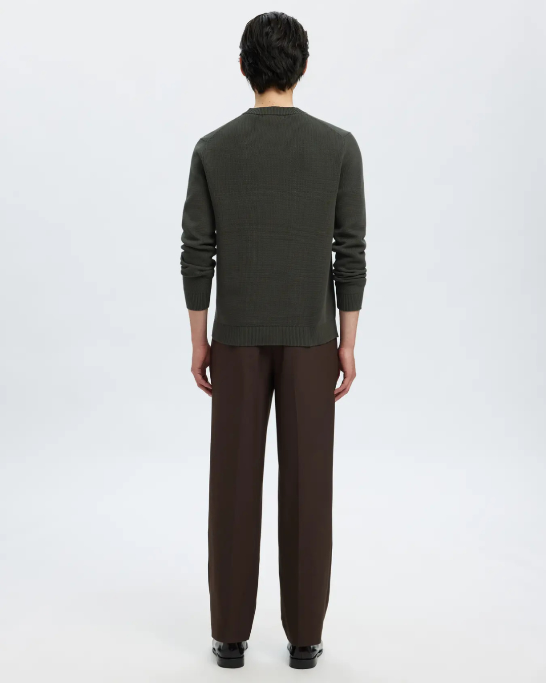 Selected Homme - Slhdane LS Knit Structure Crew Neck Noos - Verde