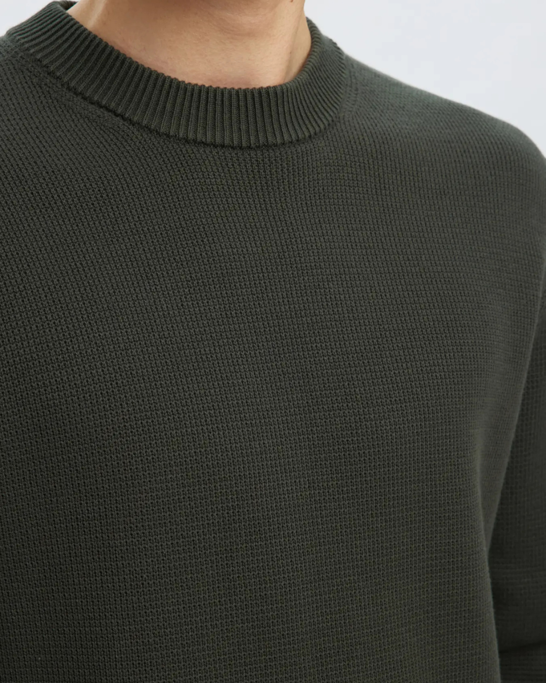 Selected Homme - Slhdane LS Knit Structure Crew Neck Noos - Verde