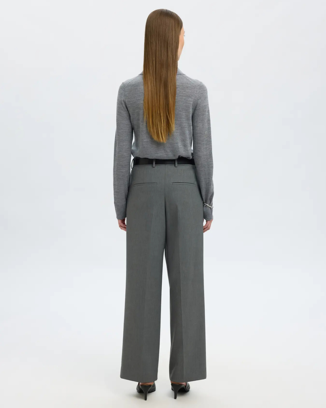 Selected Femme - Slfwide Rita Lano MW Pant Noos - Grigio