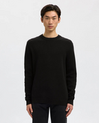 Selected Homme - Slhdane LS Knit Structure Crew Neck Noos - Nero