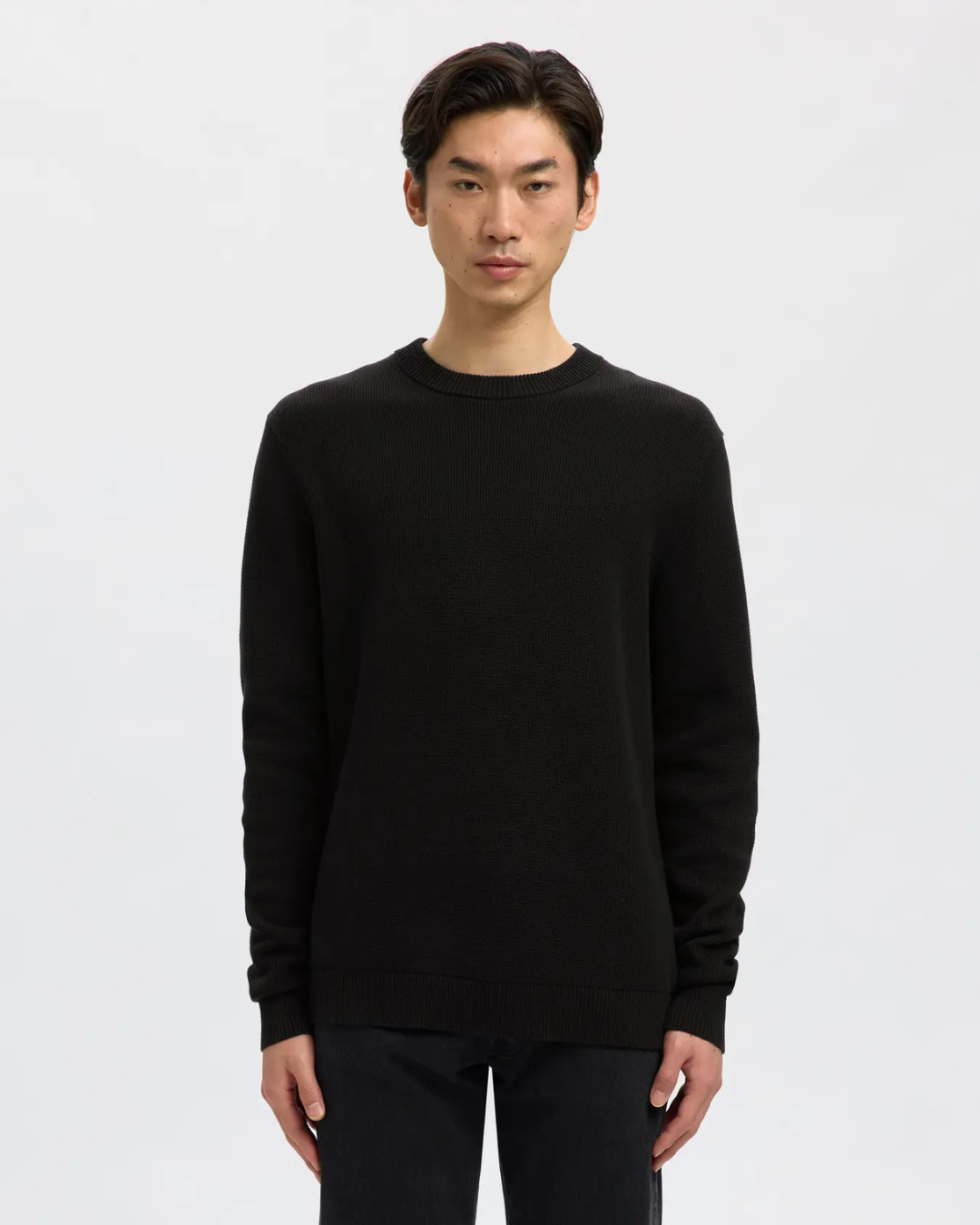Selected Homme - Slhdane LS Knit Structure Crew Neck Noos - Nero