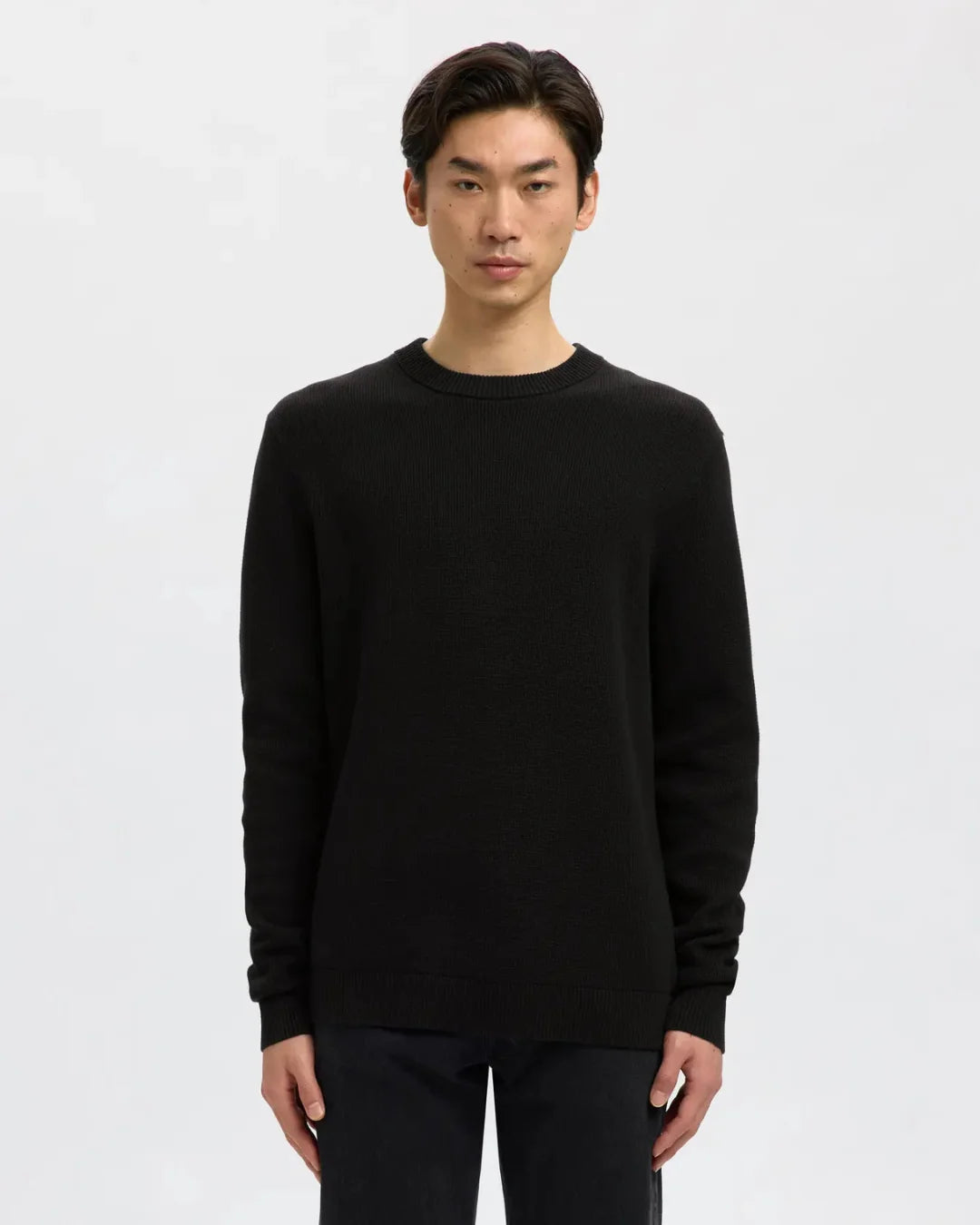 Selected Homme - Slhdane LS Knit Structure Crew Neck Noos - Nero