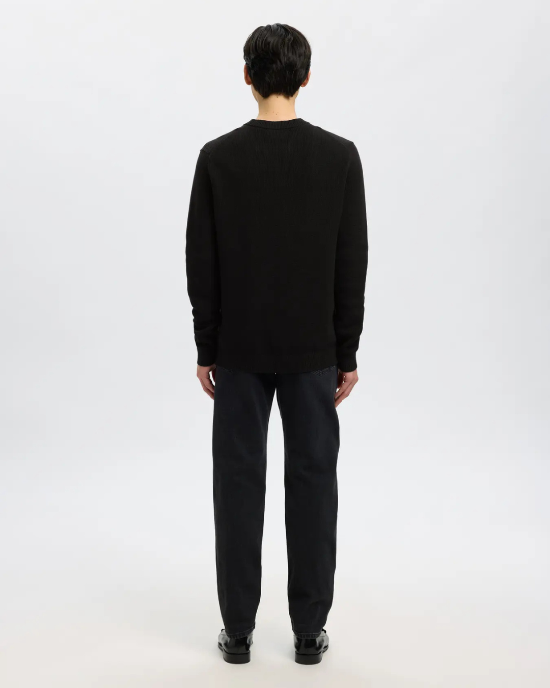 Selected Homme - Slhdane LS Knit Structure Crew Neck Noos - Nero