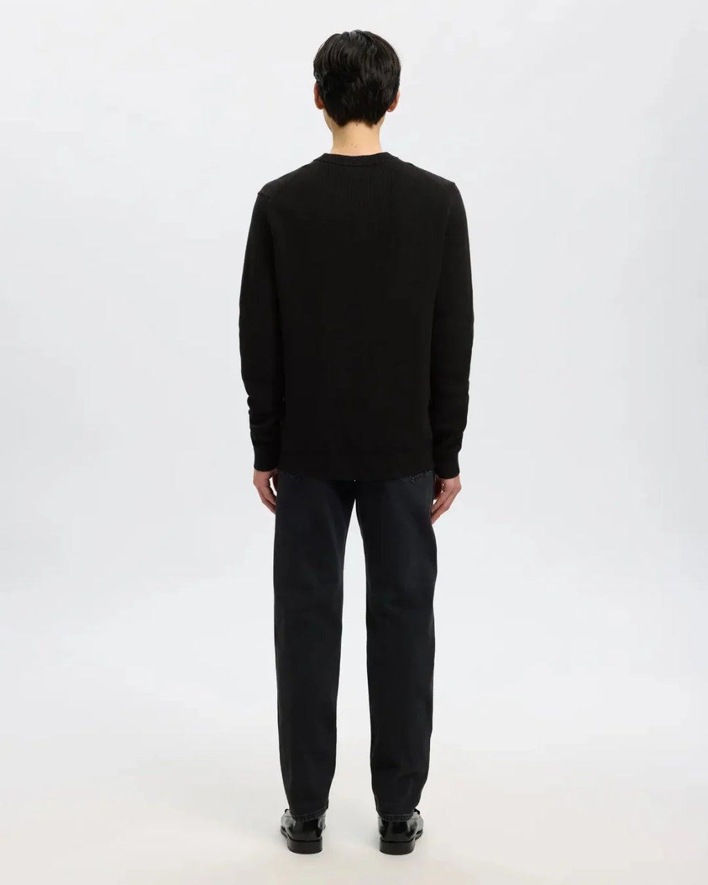 Selected Homme - Slhdane LS Knit Structure Crew Neck Noos - Nero