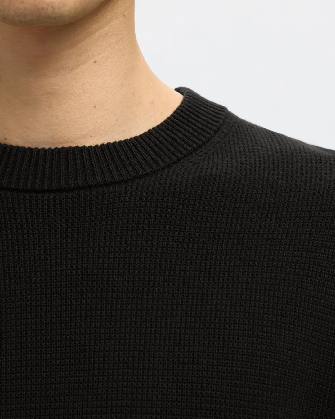 Selected Homme - Slhdane LS Knit Structure Crew Neck Noos - Nero