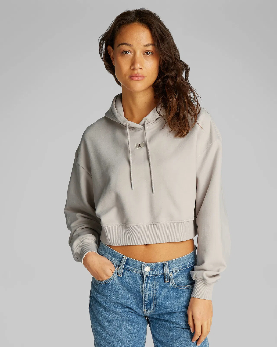 Calvin Klein Jeans - Woven Label Hoodie - Panna