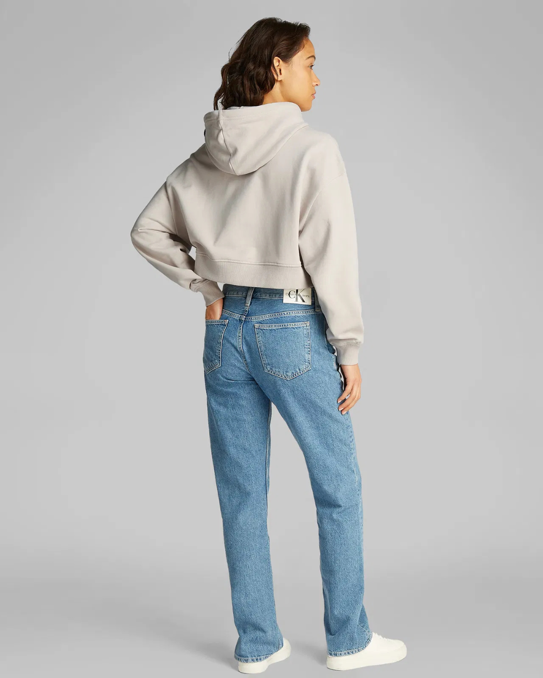 Calvin Klein Jeans - Woven Label Hoodie - Panna