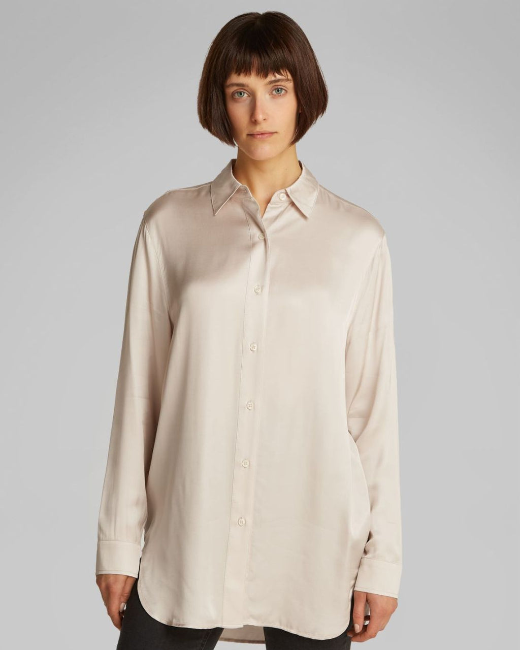 Calvin Klein Jeans - Satin Long Sleeve Top - Cream