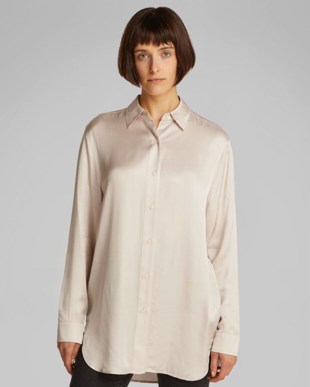Calvin Klein Jeans - Satin Long Sleeve Top - Cream