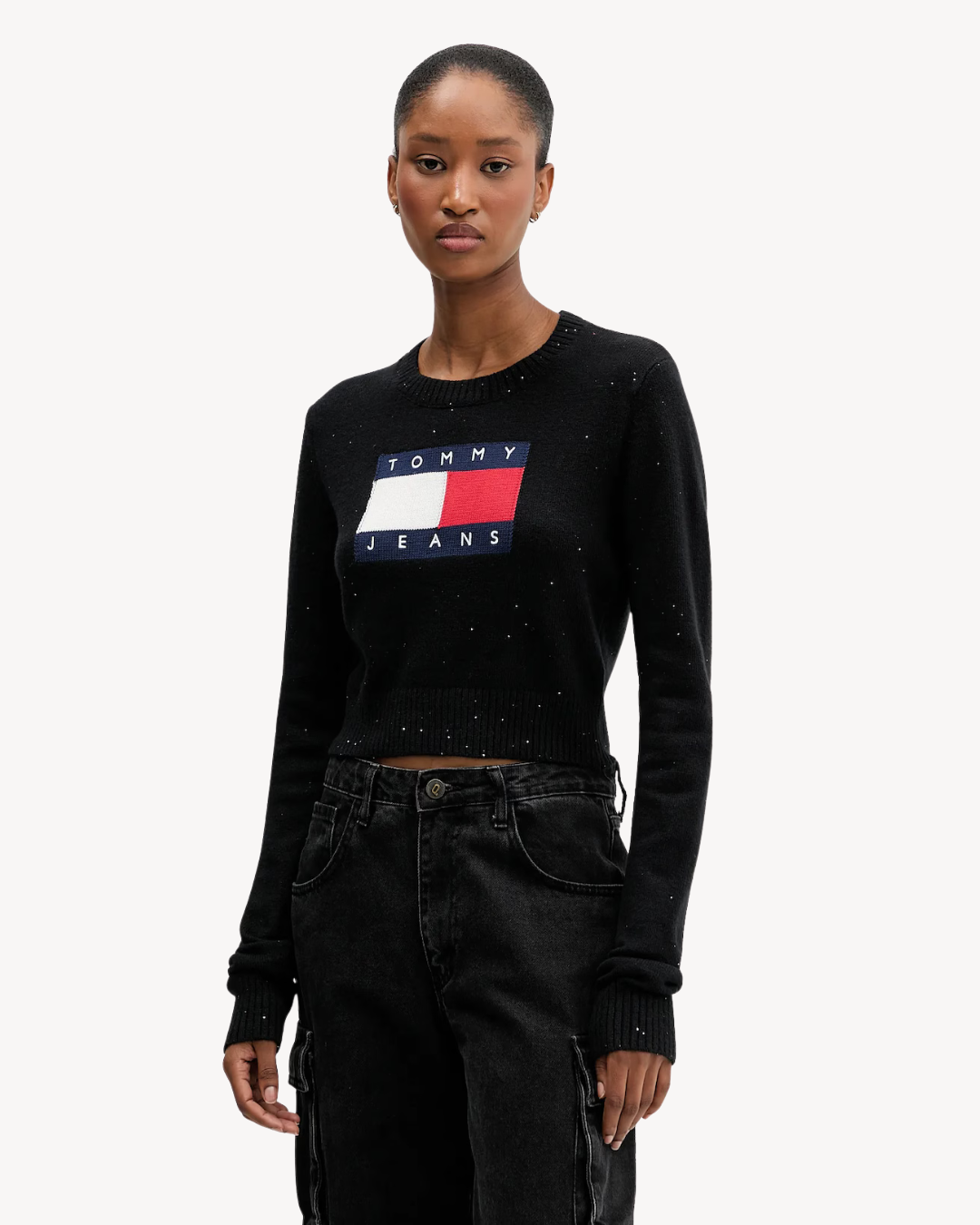 Tommy Jeans - Sparkle Flag Sweater - Nero