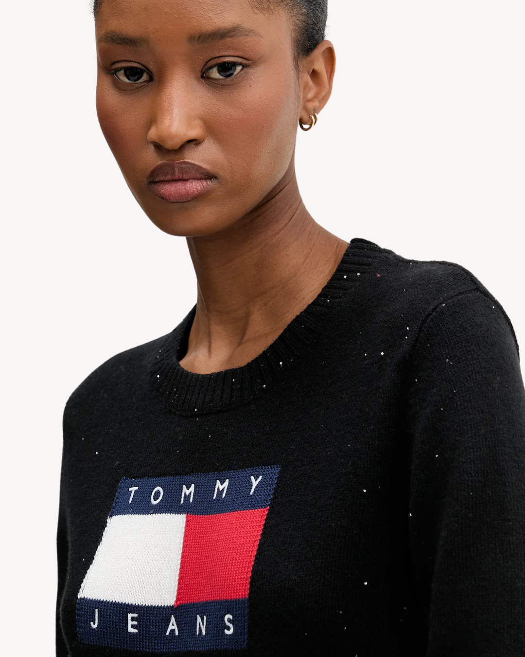 Tommy Jeans - Sparkle Flag Sweater - Nero