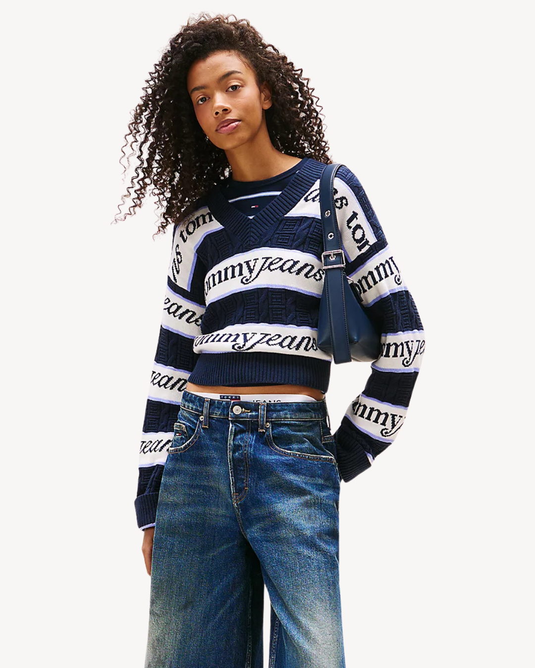 Tommy Jeans - Stripe Logo Sweater - Blu