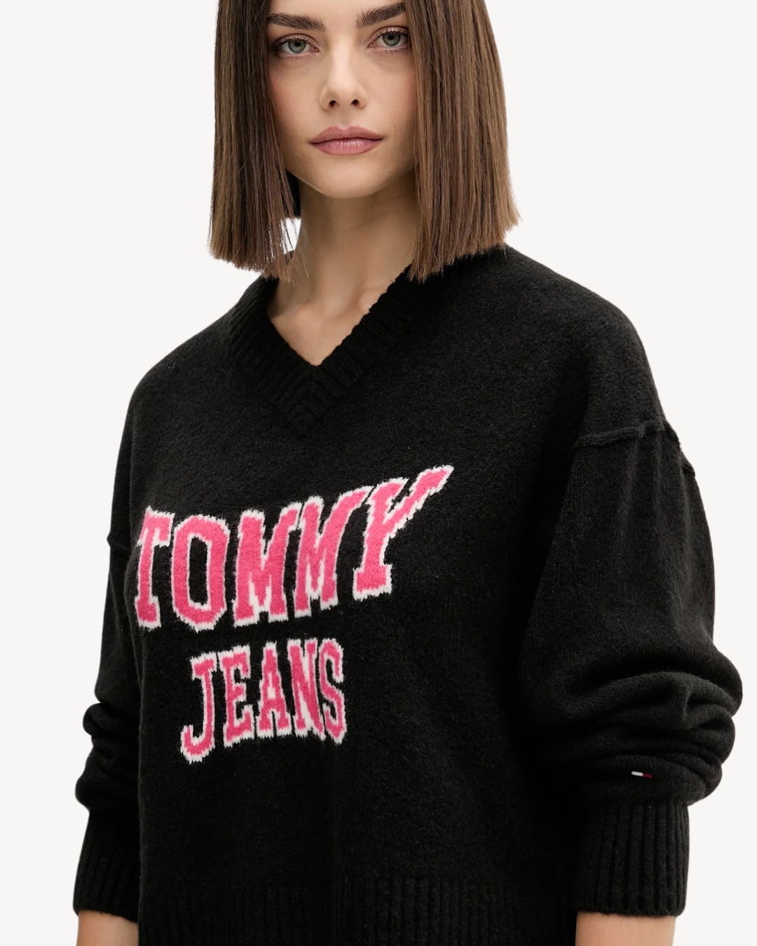 Tommy Jeans - Varsity Vneck Sweater - Nero
