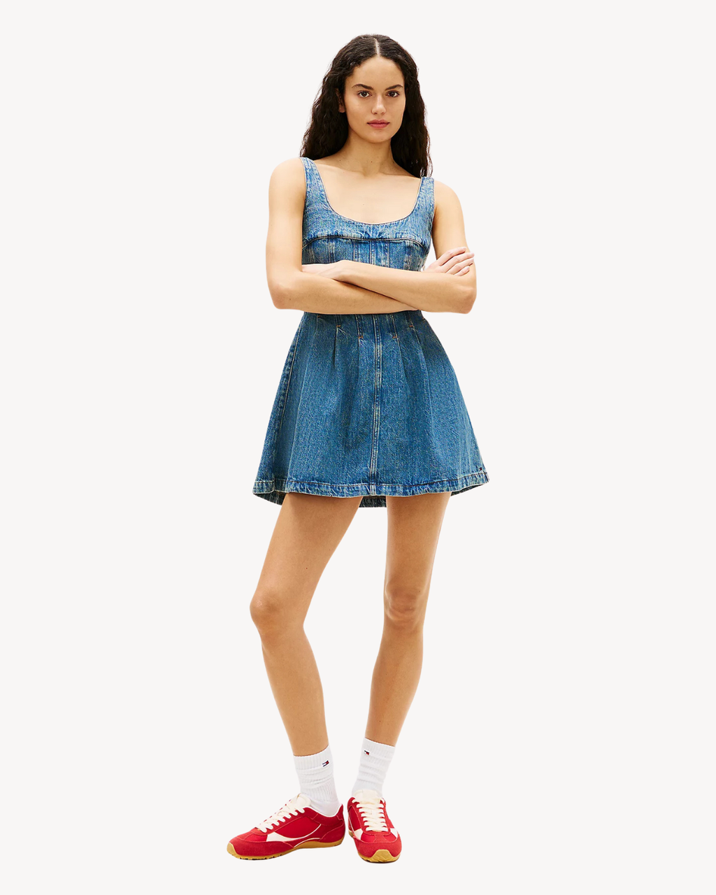 Tommy Jeans - Pleat Seam Denim Dress - Blu