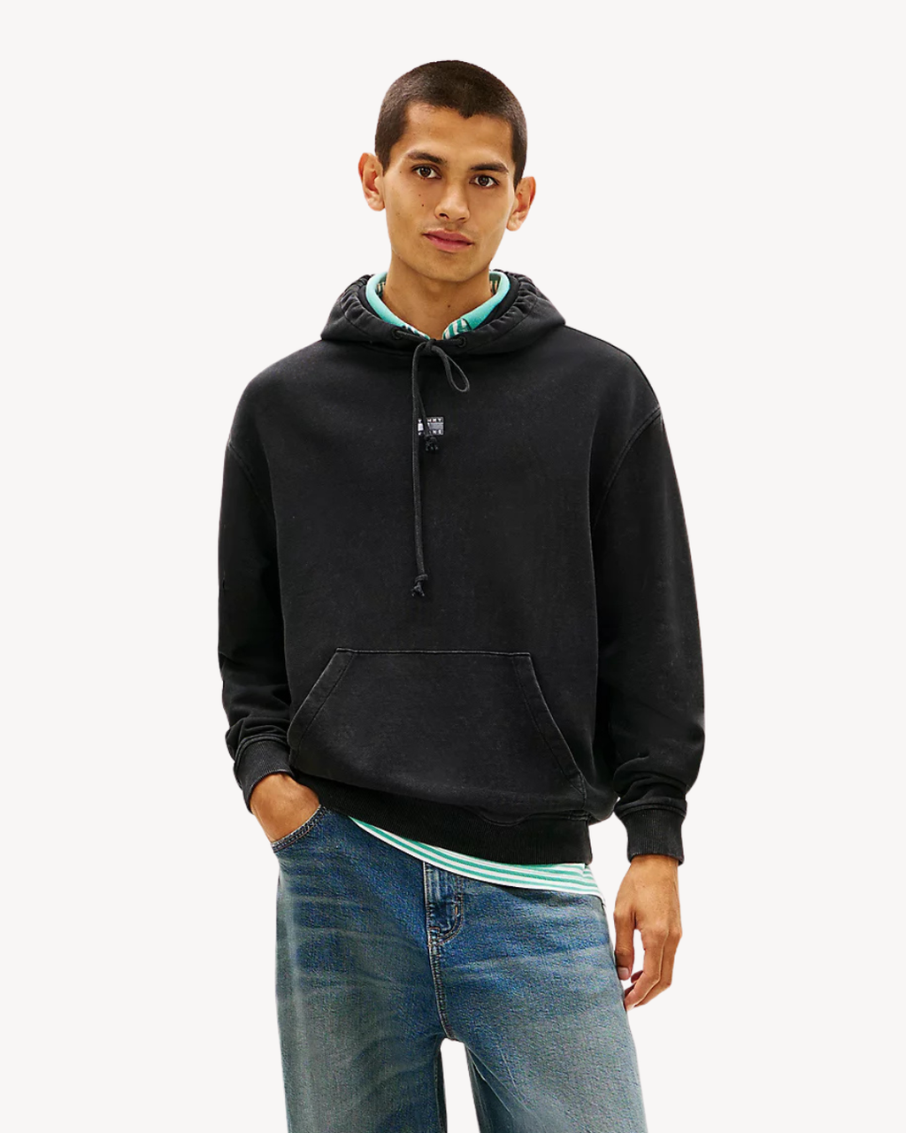 Tommy Jeans - Tjm Relaxed Overdyed Flag Hood - Nero